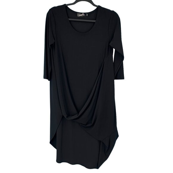 Sympli Dress Womens 6 Black Asymmetrical Flowy Jersey Stretch Tunic Capsule Fall - Picture 1 of 5
